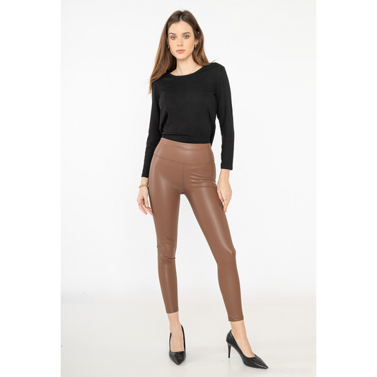 Ladies High-waisted Leather Leggings Wholesale Prices image 0