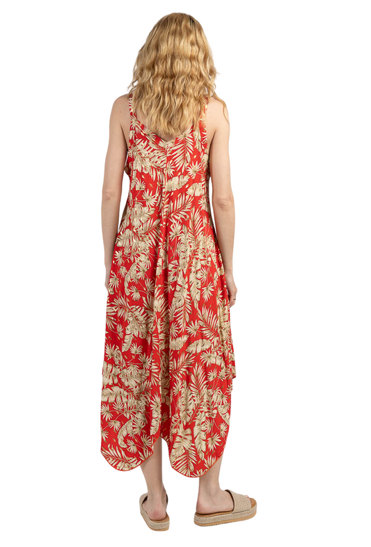 Women's Leaf Print Summer Dress Umbrella Dress Holiday Printed Sleeveless Dress image 1