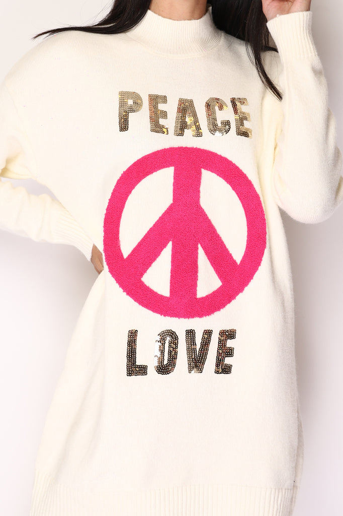 Women's Jumper PEACE & LOVE Round Neck Sweater Stylish Travel Outdoor Jumpers image 7