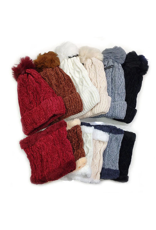 Solid color beanie and neck warmer set image 1