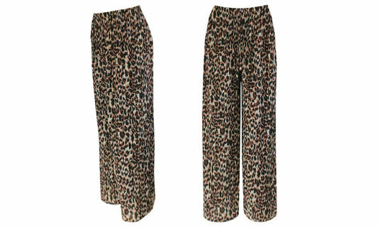 Womens Animal Printed Trousers Flared Palazzo Leopard Print Harem Holiday PantsW image 0