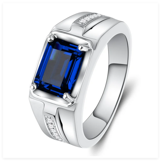 Stainless Steel Semi-Precious Stone Hand Jewelry Simple Red Green Square Zircon Rings For Men And Women In Multiple Colors