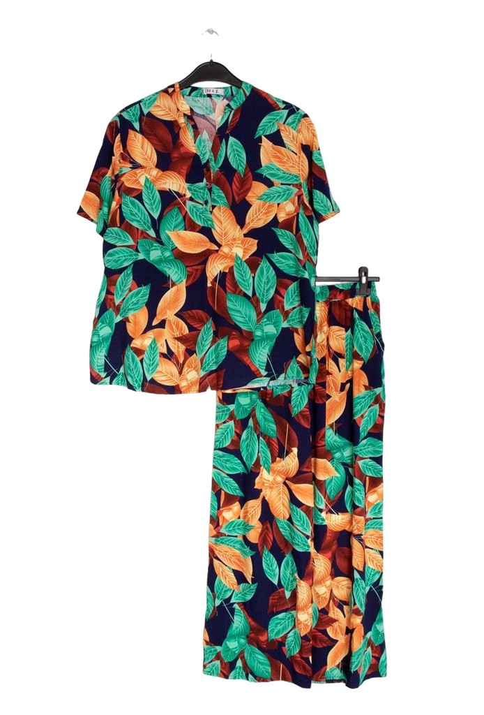 Womens Short Sleeved Shirt Wide Leg Pants Loose Comfy Loungewear Outfit Set image 12