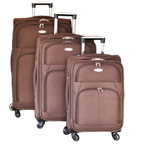 Set Of 3 Luggage Nylon Lightweight 4 Wheel Spinner Trolley Travel Bag Suitcase image 1