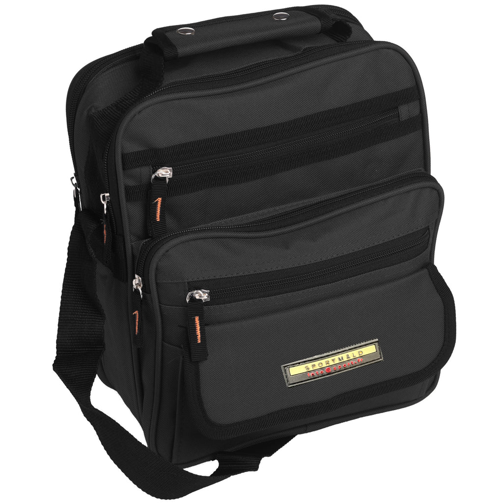 Unisex Large Canvas Bag Multiple Pockets Top Handle Lightweight Black Work Bag image 0