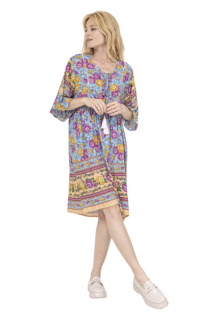 LADIES V-CUT TUNIC TOP PLUS SIZE LOOSE LADIES DRESS SWING BAGGY 3/4 SLEEVE TOP image 4