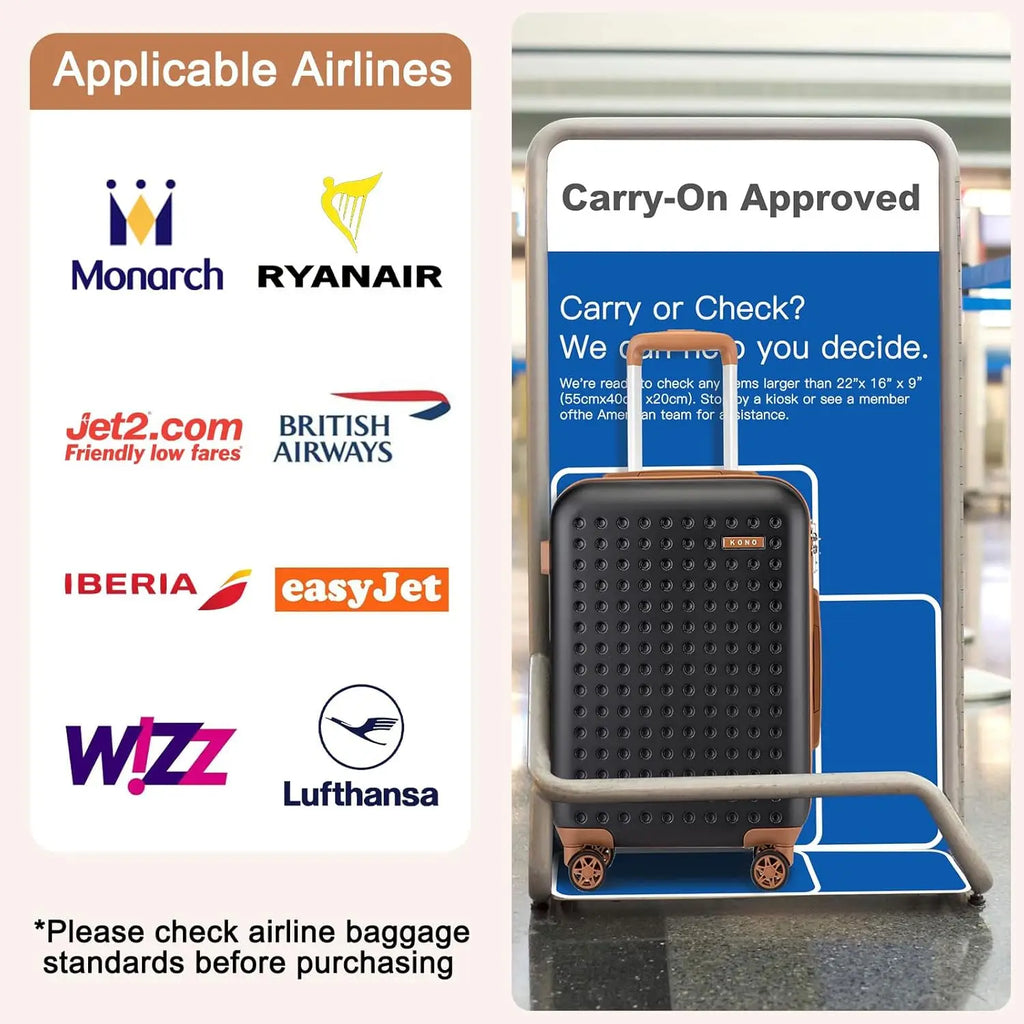 20 Inch Compact Cabin Luggage, 31L Capacity Carry On Suitcase, Internal Size 48×35×18.9cm Lightweight ABS+PC Hard Shell Travel Luggage with TSA Lock Silent Spinner Wheels
