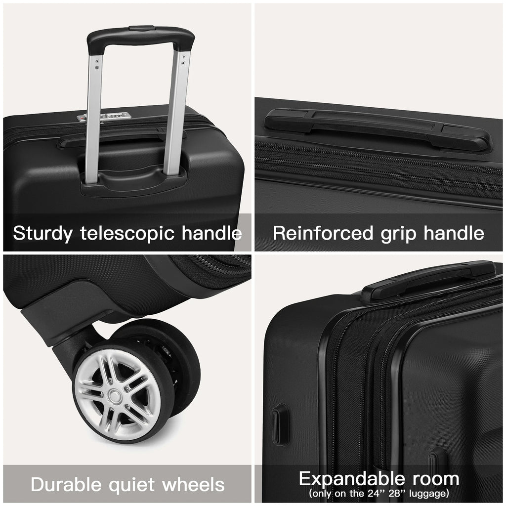 3-Piece Hard Shell Luggage Set - TSA Lock, Lightweight ABS Spinner Suitcases (20/24/28 Inch) for Travel