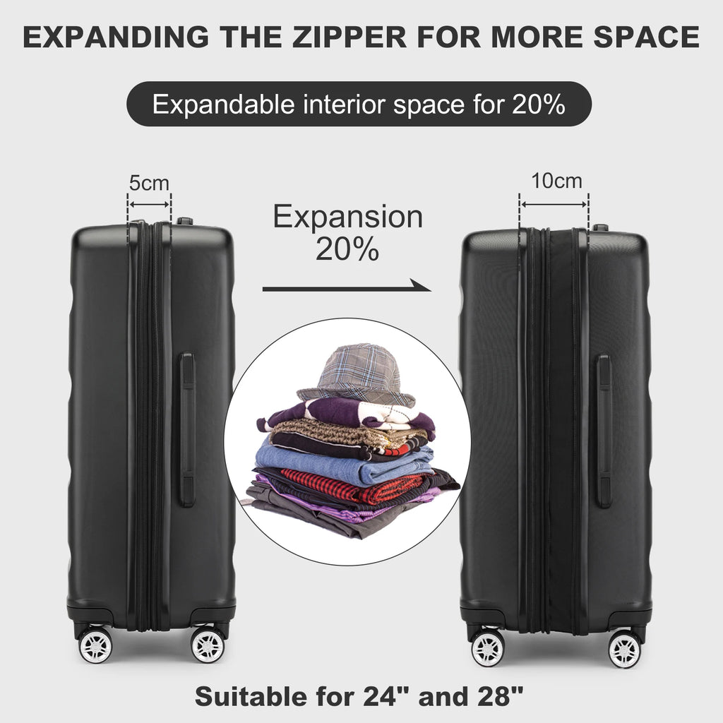 3-Piece Hard Shell Luggage Set - TSA Lock, Lightweight ABS Spinner Suitcases (20/24/28 Inch) for Travel