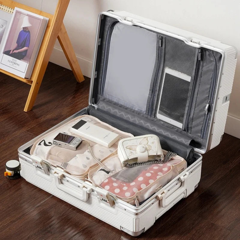 16"/20"/22"/24"/26"/28" Large Capacity Suitcase Fashoin Rolling Luggage Travel Aluminum Frame Case with Wheel Alloy Trolley Bags