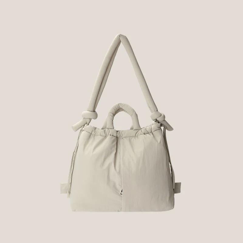 Casual nylon padded tote bag designer soft puffer women shoulder crossbody bags Simple Vintage large capacity handbags 2025