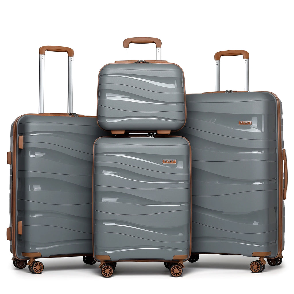 Luggage 4-Piece Lightweight Polypropylene Hard Shell Suitcase Set with TSA Locks & Spinner Wheels - 14"/20"/24"/28"
