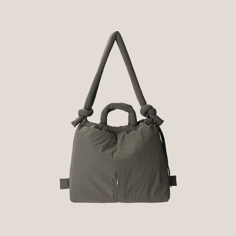 Casual nylon padded tote bag designer soft puffer women shoulder crossbody bags Simple Vintage large capacity handbags 2025