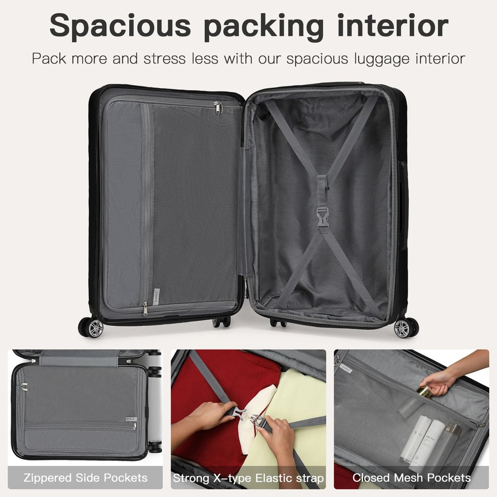 3-Piece Hard Shell Luggage Set - TSA Lock, Lightweight ABS Spinner Suitcases (20/24/28 Inch) for Travel