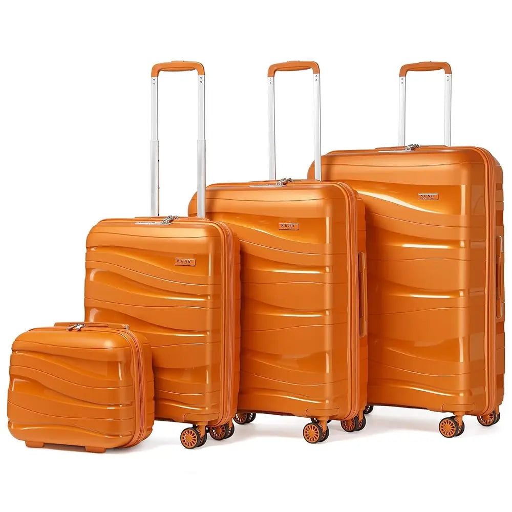 Luggage 4-Piece Lightweight Polypropylene Hard Shell Suitcase Set with TSA Locks & Spinner Wheels - 14"/20"/24"/28"
