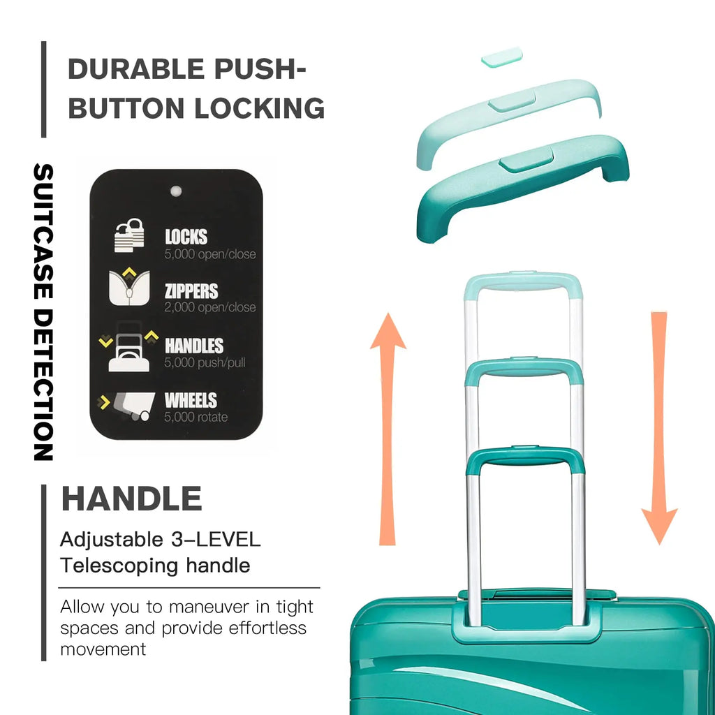 Luggage 4-Piece Lightweight Polypropylene Hard Shell Suitcase Set with TSA Locks & Spinner Wheels - 14"/20"/24"/28"