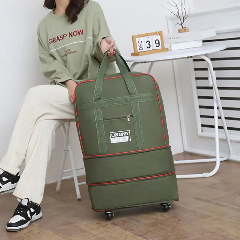 Folding Travel Bag, Luggage Compartment, Swivel Wheel Storage Box, Large Capacity Telescopic Luggage Bag, Overnight Bag