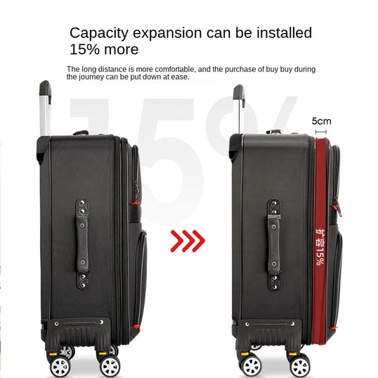 Large Capacity Suitcase with Combination Lock Luggage Travel Boardable Waterproof Oxford Fabric Trolley Case 28-Inch Oversized