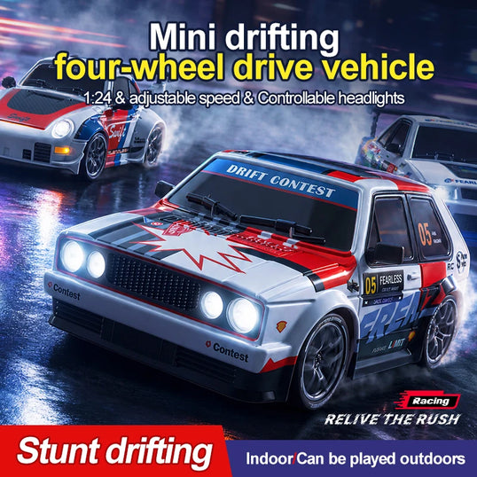 2026 New 4WD RC Car 1:24 Scale Four-wheel Drive Drift With Two Speed Settings 20 km/h LED Light Children Toys Rechargeable SG204