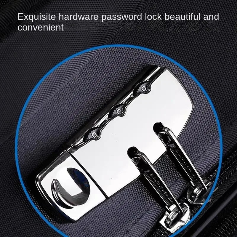 Large Capacity Suitcase with Combination Lock Luggage Travel Boardable Waterproof Oxford Fabric Trolley Case 28-Inch Oversized