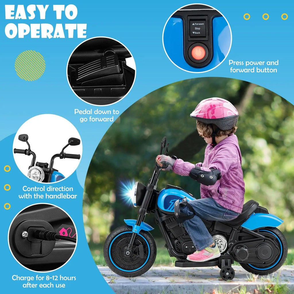 DORTALA 6V Kids Ride On Motorcycle Electric Battery Powered Off-Road Motorbike w/Music