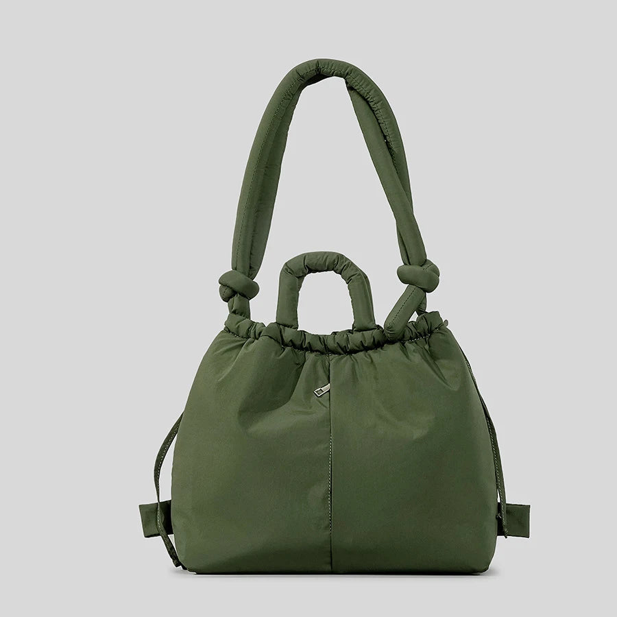 Casual nylon padded tote bag designer soft puffer women shoulder crossbody bags Simple Vintage large capacity handbags 2025