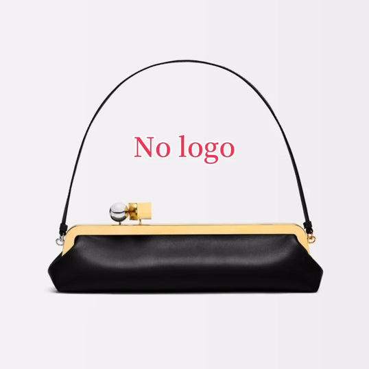 Long Clutch Bag with Removable Shoulder Strap, Women's Fashionable Baguette Bag, Luxury Designer Clip Handbag Purses for Ladies
