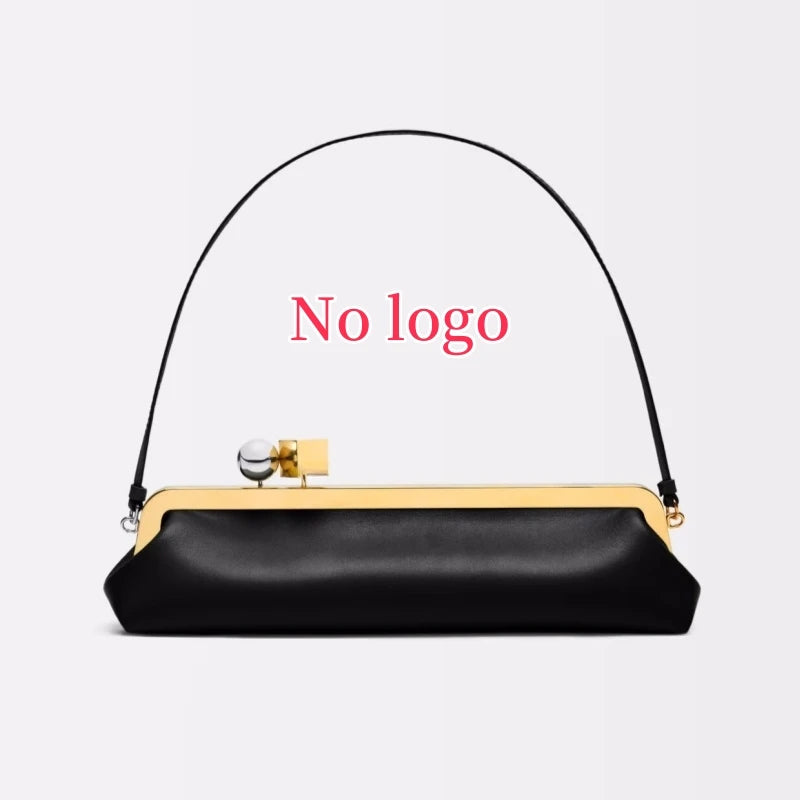 Long Clutch Bag with Removable Shoulder Strap, Women's Fashionable Baguette Bag, Luxury Designer Clip Handbag Purses for Ladies
