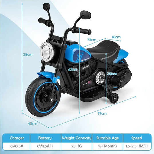 DORTALA 6V Kids Ride On Motorcycle Electric Battery Powered Off-Road Motorbike w/Music