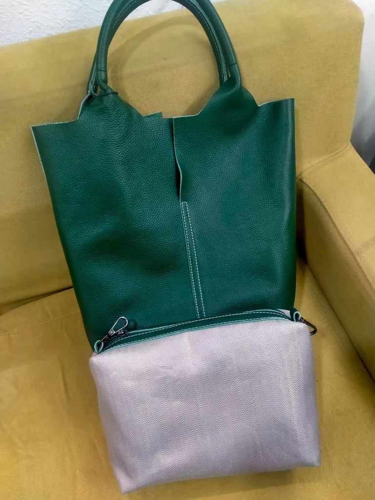Genuine Grade Leather Women Commuter Tote Bag Ladies Soft Cowhide Tote Shoulder Handbag Large Female Bucket Bag Luxury Designer