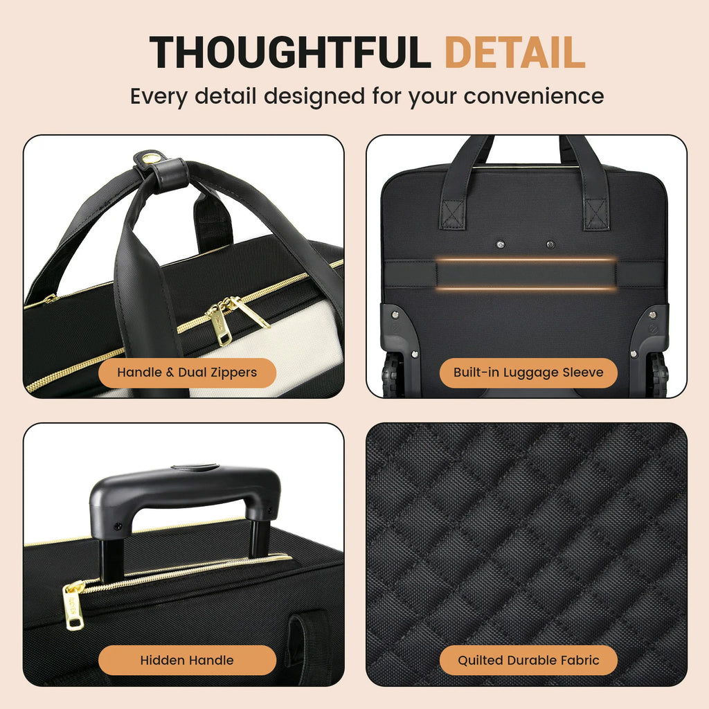 RUCYEN Rolling Laptop Bag Rolling Briefcase for Men & Women,Laptop Briefcase on Wheels Carry On Bag for Business Travel 18 Inch