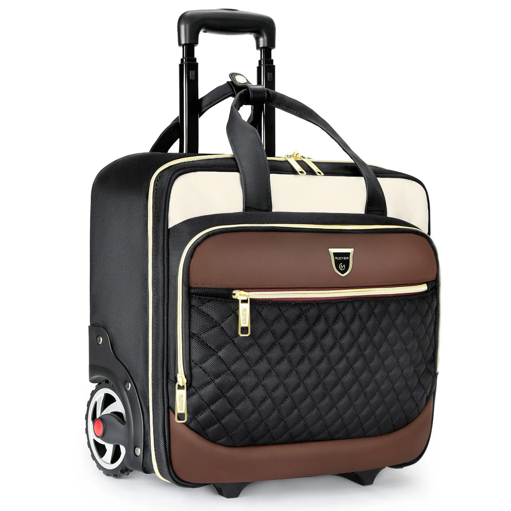 RUCYEN Rolling Laptop Bag Rolling Briefcase for Men & Women,Laptop Briefcase on Wheels Carry On Bag for Business Travel 18 Inch