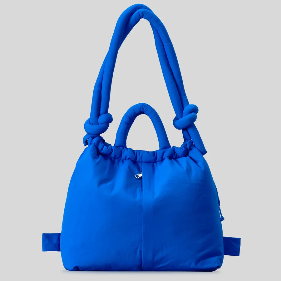 Casual nylon padded tote bag designer soft puffer women shoulder crossbody bags Simple Vintage large capacity handbags 2025