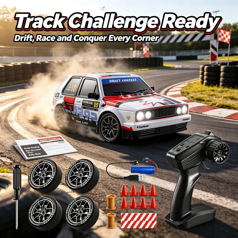 2026 New 4WD RC Car 1:24 Scale Four-wheel Drive Drift With Two Speed Settings 20 km/h LED Light Children Toys Rechargeable SG204