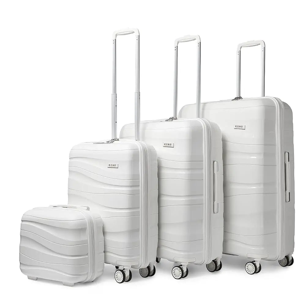Luggage 4-Piece Lightweight Polypropylene Hard Shell Suitcase Set with TSA Locks & Spinner Wheels - 14"/20"/24"/28"