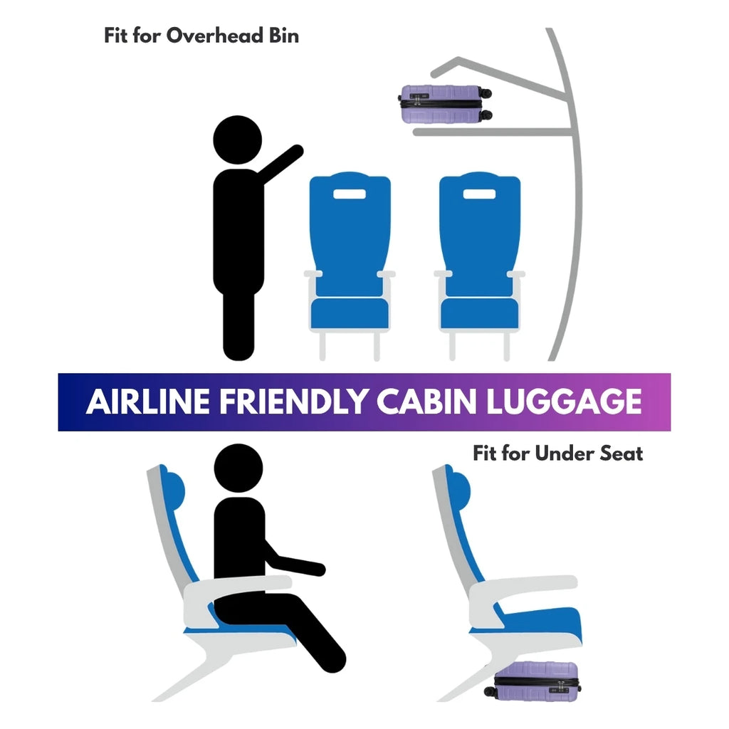 Ryanair 40x25x20 Cabin Suitcase with Detachable Wheels, Underseat Carry On Luggage, Airline Approved Cabin Bag for EasyJet & Wizz Air