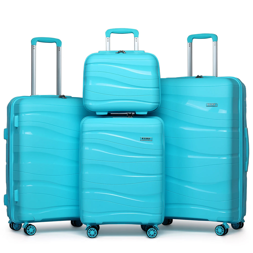 Luggage 4-Piece Lightweight Polypropylene Hard Shell Suitcase Set with TSA Locks & Spinner Wheels - 14"/20"/24"/28"