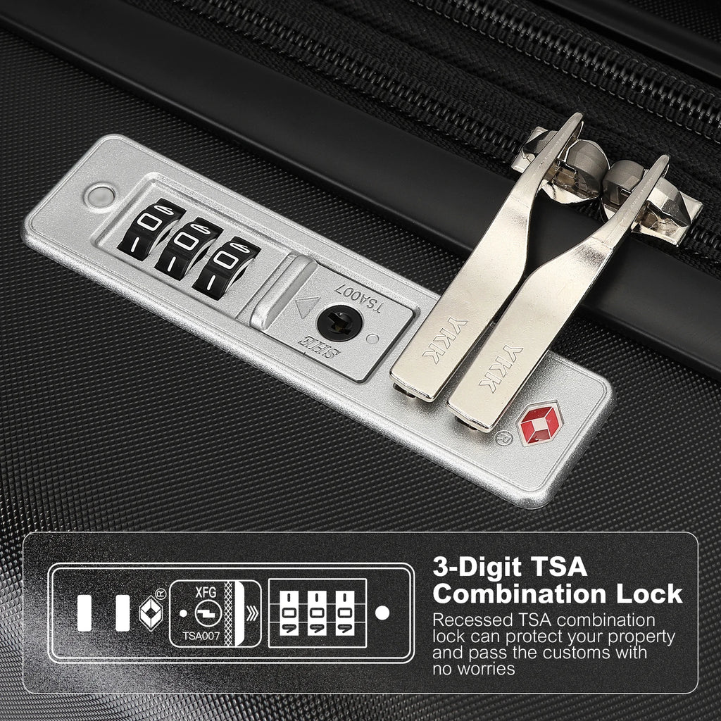 3-Piece Hard Shell Luggage Set - TSA Lock, Lightweight ABS Spinner Suitcases (20/24/28 Inch) for Travel