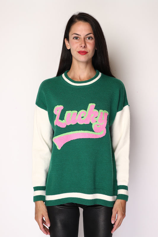 Women's Sweater American Jersey Effect "Lucky" Tufted Sweater Warm Winter Jersey image 0