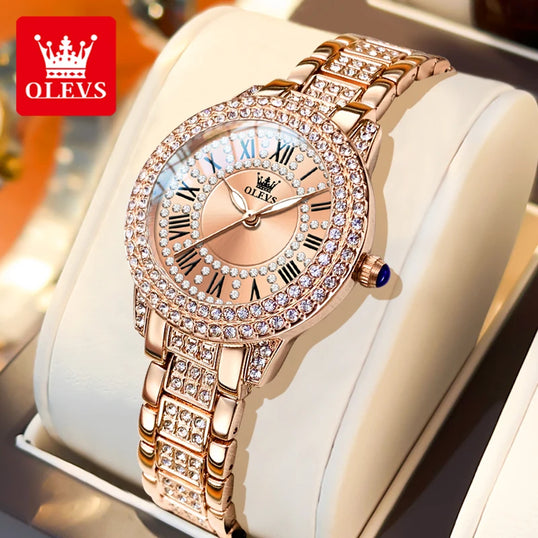 Ladies' watches Diamond dial waterproof diamond inlaid quartz watch for women beautiful trend dress watch