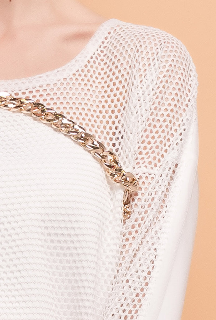 Ladies Sweatshirt with fishnet yoke Wholesales Prices image 2