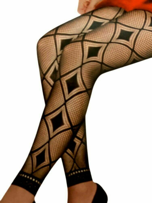 Women's Fashion Fishnet Tights Stockings Hosiery Diamond Pattern Pantyhose Black image 1