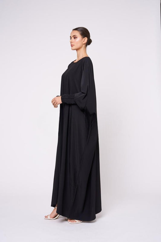 Ladies Abaya Elastic Sleeve Smoke Long Sleeves Comfortable Stylish Abaya image 1