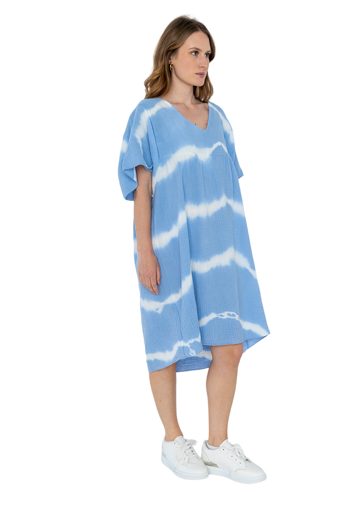 Ladies cotton dress Italian Soft Touch Tye Dye Womens short Sleeve Midi DRESS image 1