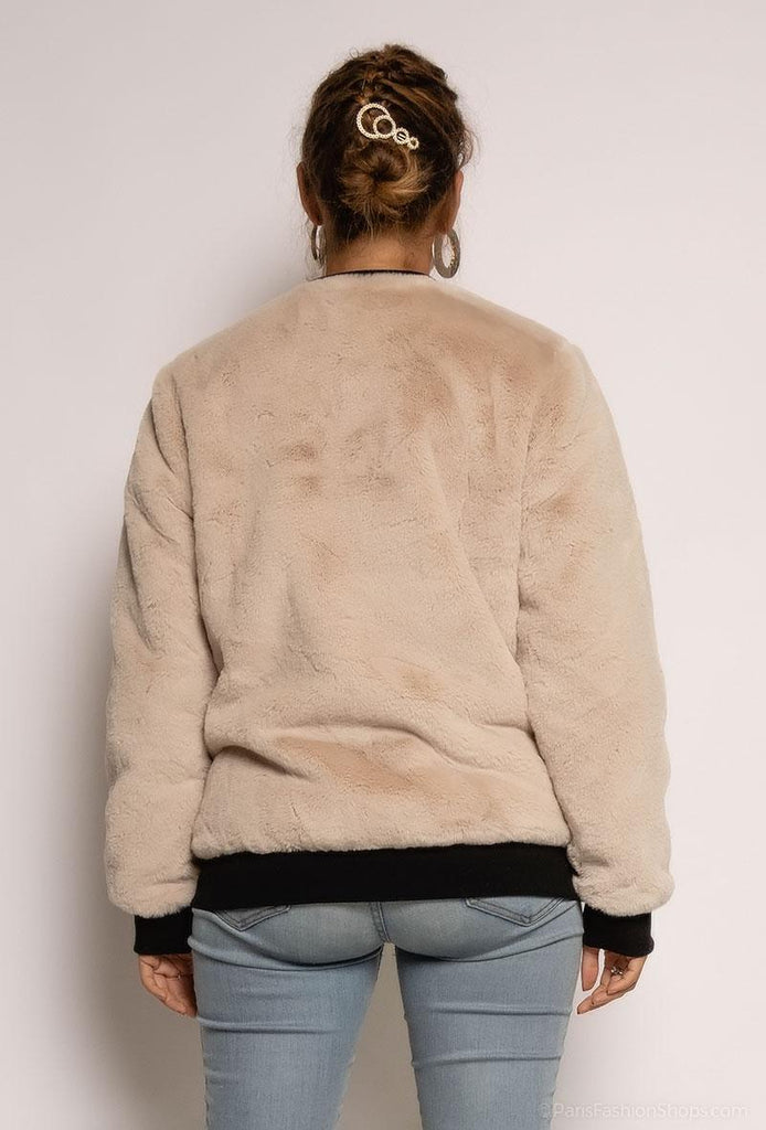 Ladies Winter Fur Bomber Coat Warm Pockets Zipped Stylish Outdoor Party Jacket image 6