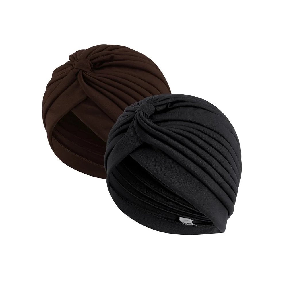 2pcs Stretch Turban Head Beanie Cover Pleated Headwrap Ladies Muslim Hair Cover image 8