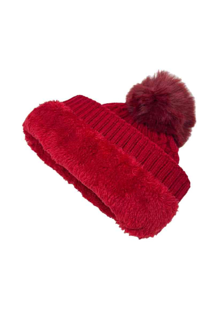 Women's Faux Fur Pompon Cap Faux Fur Lining Extra Warm Comfortable Soft Beanies image 3