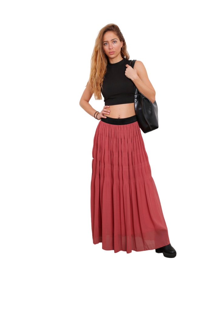 Ladies Skirt Elastic Lined Long Skirt Women Lined Skirt Summer Skirt Long Skirt image 0