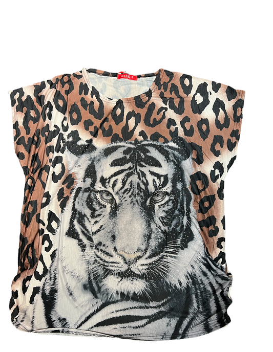 Ladies T Shirt Oversized Sleeveless Blouse Baggy Top Summer Diamante Shirt Top image 0