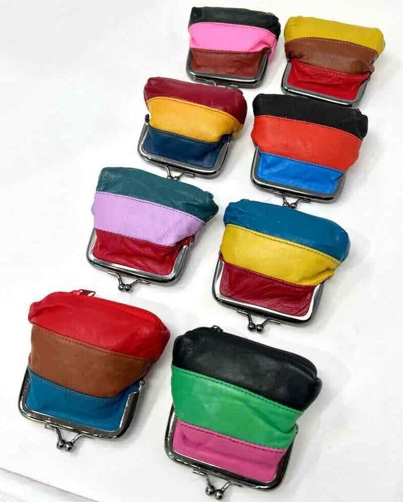 Woman Leather Wallets Multicolor Purses Ladies Cliptop Wallet Small Clasp Purse image 0